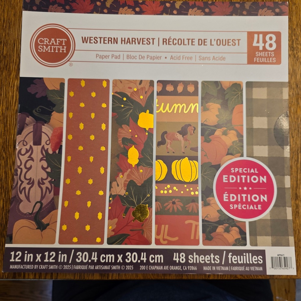 Craft Smith Western Harvest 12x12 Scrapbook Paper 48 Sheets Gold Foil Fall